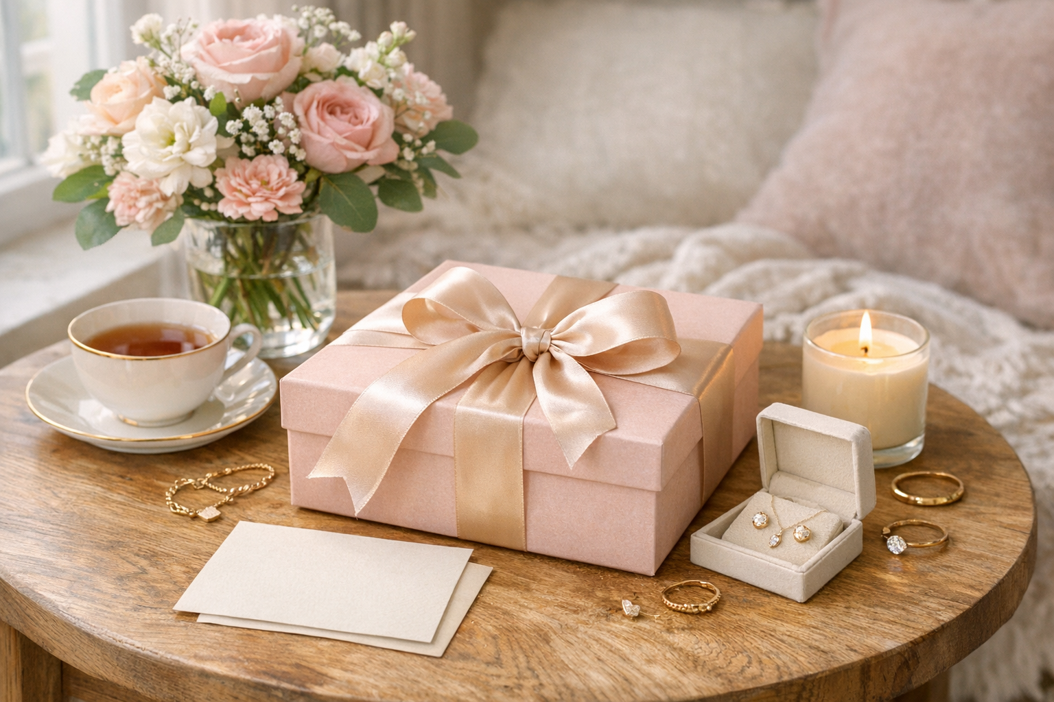 Kobieta ciesząca się z otrzymanego prezentu